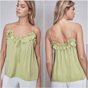 New! Sale 🔥Lime ruffled sweetheart neckline tank top